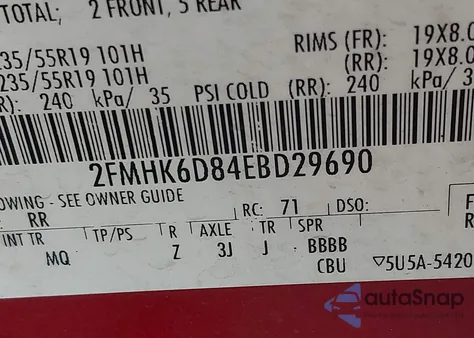 2014 Ford Flex Limited из США, поврежденный, VIN 2FMHK6D84EBD29690